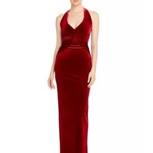 Chiara Boni Crimson Halter Maxi Dress